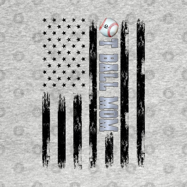 T-BALL MOM BLACK AMERICAN FLAG SILVER by Turnbill Truth Designs